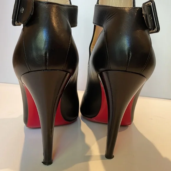 Christian Louboutin Heels Black Leather Booties EU 38.5 - Picture 7 of 8